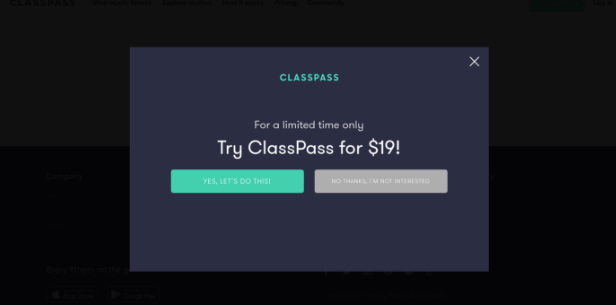 3. 将CTA用作点击诱饵 - ClassPass